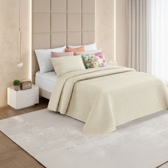 Colcha Acolchoada Toque de Linho Premium