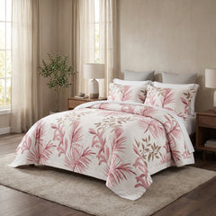 Colcha de Casal Botânica Rosa com 2 Fronhas